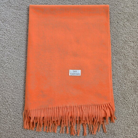 NWOT Sky Cashmere Scarf Orange - Picture 6 of 7